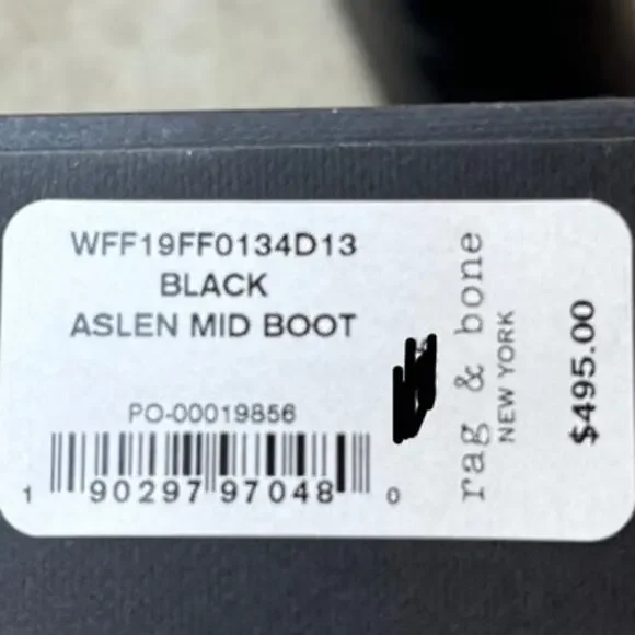 Rag & Bone Ashlen Black Pebbled Leather Midi Ankle Boots Square Toe Size 9 - Picture 10 of 12